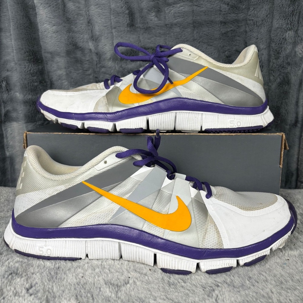 Nike Free 5.0 NikeID Mens Training Shoes White Purple Gold 535990-991 Size 14